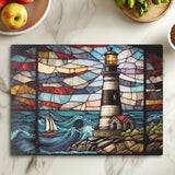 Fernville Creations - Lighthouse Tempered Glass Charcuterie & Serving Tray: 11 x 15 inch