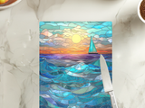 Fernville Creations - Seascape Tempered Glass Cutting Board, Printed Stained Glass: 11 X 15 - Inch