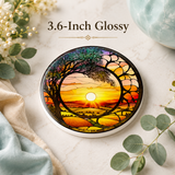 Fernville Creations - Sunrise/Sunset Ceramic Coaster with Nature Design: 3.6-inch glossy