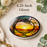 Fernville Creations - Sunrise/Sunset Ceramic Coaster with Nature Design: 3.6-inch glossy