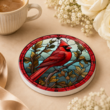 Fernville Creations - Cardinal Ceramic Coaster, Red Bird Drink Coaster, Memorial: 4 Inch Glossy