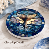 Fernville Creations - Whale Tail Ceramic Coaster: 4 Inch Glossy
