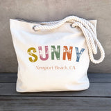 Sockprints - Custom Beach Tote with Rope Handles – Salty, Sandy, Sunny: SALTY