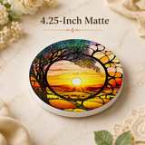 Fernville Creations - Sunrise/Sunset Ceramic Coaster with Nature Design: 3.6-inch glossy