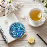 Fernville Creations - Printed Image - Blue Pebbles - Ceramic Coaster: 4 Inch Glossy