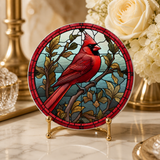 Fernville Creations - Cardinal Ceramic Coaster, Red Bird Drink Coaster, Memorial: 4 Inch Glossy