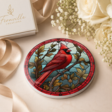Fernville Creations - Cardinal Ceramic Coaster, Red Bird Drink Coaster, Memorial: 4 Inch Glossy