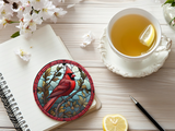 Fernville Creations - Cardinal Coaster, Bird Lover Gift, Nature Home Decor: 4 Inch Glossy