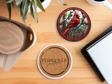 Fernville Creations - Cardinal Coaster, Bird Lover Gift, Nature Home Decor: 4 Inch Glossy