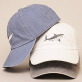 Fashion City - Shark Embroidered Cotton Baseball Dad Cap: WHITE / One Size