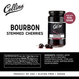 Collins - Bourbon-Soaked Stemmed Cherries Cocktail Garnish - 11 oz