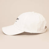 Fashion City - Shark Embroidered Cotton Baseball Dad Cap: WHITE / One Size