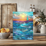 Fernville Creations - Seascape Tempered Glass Cutting Board, Printed Stained Glass: 8 X 11- Inch