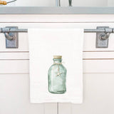Cottage Shore - Sea Glass Bottle - Customizable Cotton Tea Towel: 19" x 28" (with loop)