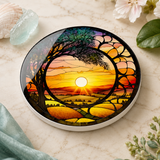 Fernville Creations - Sunrise/Sunset Ceramic Coaster with Nature Design: 3.6-inch glossy