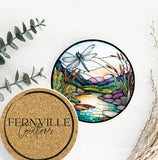 Fernville Creations - Dragonfly Ceramic Coaster: Tabletop Decor Piece: 4 Inch Glossy