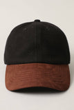 Fashion City - Wool Blend Casual Baseball Cap w Suede Visor Hat: BLACK/BROWN / One Size