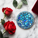 Fernville Creations - Printed Image - Blue Pebbles - Ceramic Coaster: 4 Inch Glossy