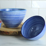 Euro Ceramica Home | ClayBarn - Exclusive for Faire - Raia Stacking Bowls: Orange-Turquoise Rim-Large