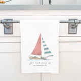 Cottage Shore - Sailing Serenity - Custom Cotton Tea Towel: 19" X 28" (With Loop)