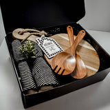 Theba Handmade - Luxury Gift Box- Round Acacia Simple: No / Blank / Black Initial Gift Tag