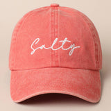 Fashion City - Salty Lettering Embroidery Baseball Cap: WHITE / One Size
