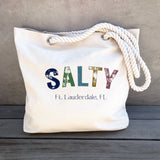 Sockprints - Custom Beach Tote with Rope Handles – Salty, Sandy, Sunny: SALTY