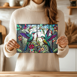 Fernville Creations - Tempered Glass Cutting Board: Hummingbird Charcuterie Tray: 8x11 Inch
