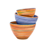 Euro Ceramica Home | ClayBarn - Exclusive for Faire - Raia Stacking Bowls: Orange-Turquoise Rim-Large