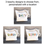 Sockprints - Custom Beach Tote with Rope Handles – Salty, Sandy, Sunny: SALTY