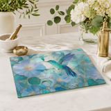 Fernville Creations - Hummingbird Tempered Glass Cutting Board & Tray: 11x15 inch