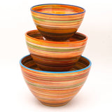 Euro Ceramica Home | ClayBarn - Exclusive for Faire - Raia Stacking Bowls: Orange-Turquoise Rim-Large