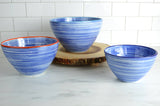 Euro Ceramica Home | ClayBarn - Exclusive for Faire - Raia Stacking Bowls: Orange-Cobalt Rim-Small
