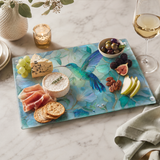 Fernville Creations - Hummingbird Tempered Glass Cutting Board & Tray: 11x15 inch