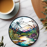 Fernville Creations - Dragonfly Ceramic Coaster: Tabletop Decor Piece: 4 Inch Glossy