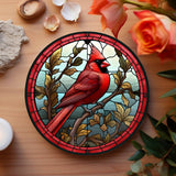 Fernville Creations - Cardinal Coaster, Bird Lover Gift, Nature Home Decor: 4 Inch Glossy