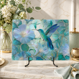 Fernville Creations - Hummingbird Tempered Glass Cutting Board & Tray: 8x11 inch