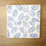 Lace, Grace & Peonies Marble Coasters - Oyster Painted Nautical Marble Coaster