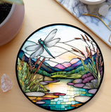 Fernville Creations - Dragonfly Ceramic Coaster: Tabletop Decor Piece: 4 Inch Glossy