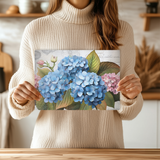 Fernville Creations - Tempered Glass Cutting Board, Blue & Pink Hydrangeas: 8 x 11 Inch
