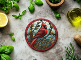 Fernville Creations - Cardinal Coaster, Bird Lover Gift, Nature Home Decor: 4 Inch Glossy