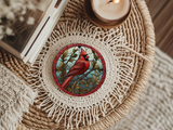Fernville Creations - Cardinal Coaster, Bird Lover Gift, Nature Home Decor: 4 Inch Glossy