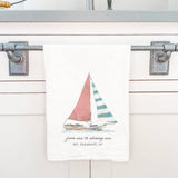 Cottage Shore - Sailing Serenity - Custom Cotton Tea Towel: 19" X 28" (With Loop)