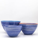 Euro Ceramica Home | ClayBarn - Exclusive for Faire - Raia Stacking Bowls: Orange-Turquoise Rim-Large
