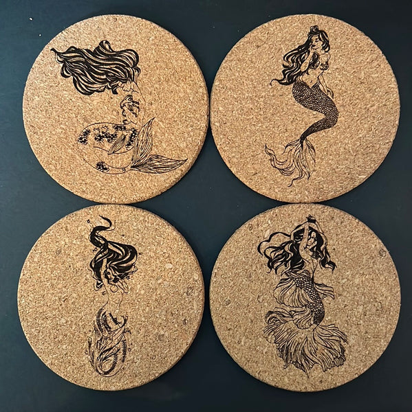 Nautical Laser Etched Cork Coasters